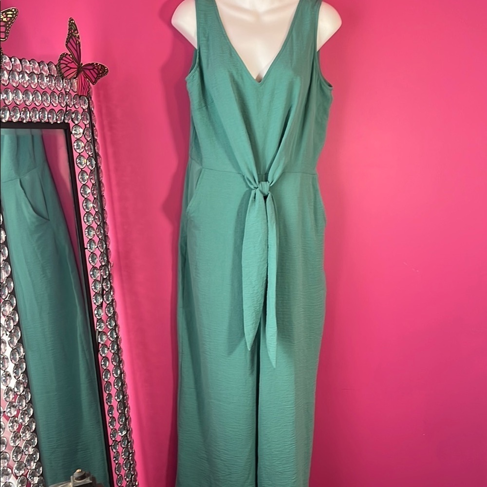 Vince Camuto teal wide leg cropped jumpsuit new
